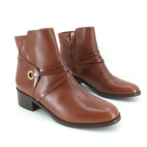 LK Bennett Women EU 36 Alba Ankle Boots Tan Brown Leather Strap Wooden Heel FLAW